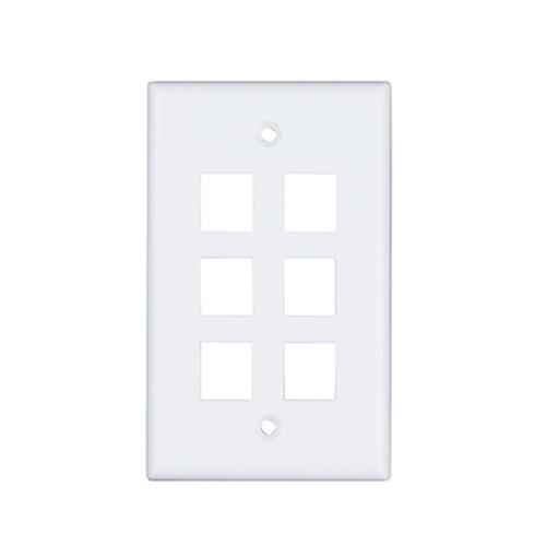 6-Port Keystone Single Gang Faceplate